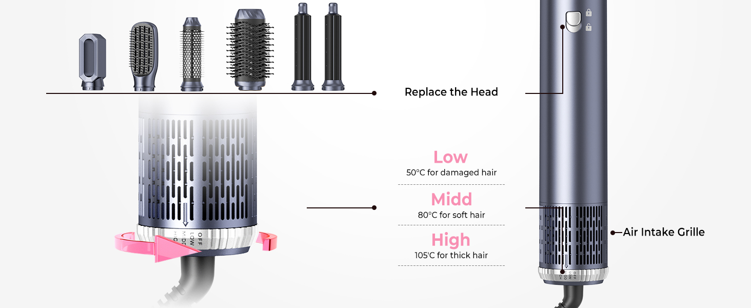 Професійний фен-щітка Pro Hairstyler Airbrush 6 в 1: сушка, укладка, об'єм, локони. 1000W