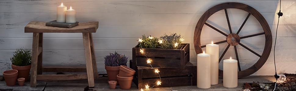 Свічка-стовпчик LED Lights4fun TruGlow 20 см з мерехтливим теплим світлом, таймером, на батарейках, для вулиці, тераси, саду, ліхтарів, енергоефективна