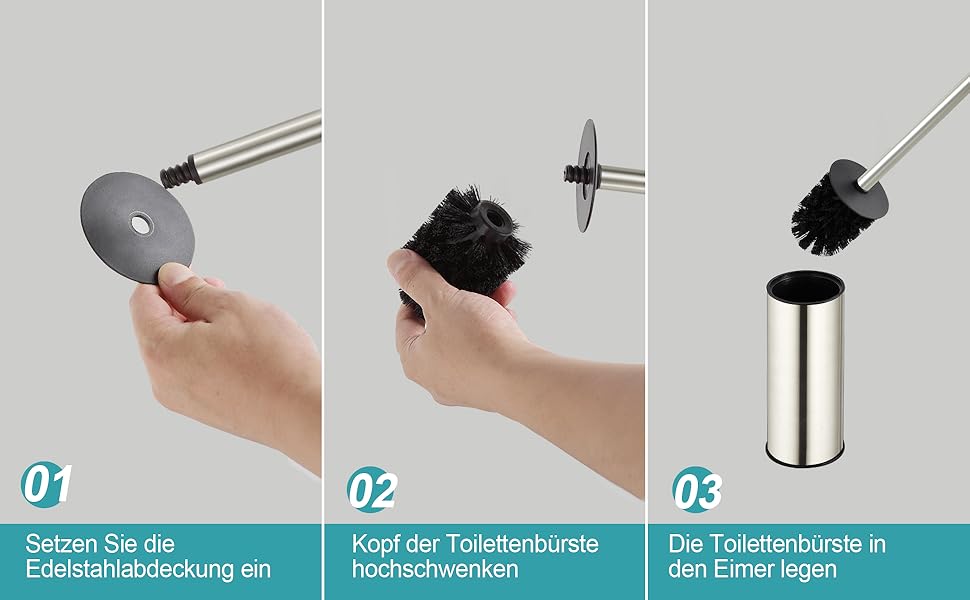 Тримач для унітазної щітки BGL, нержавіюча сталь, кольоровий, круглий, окремо розташований, для ванної кімнати (нікель)