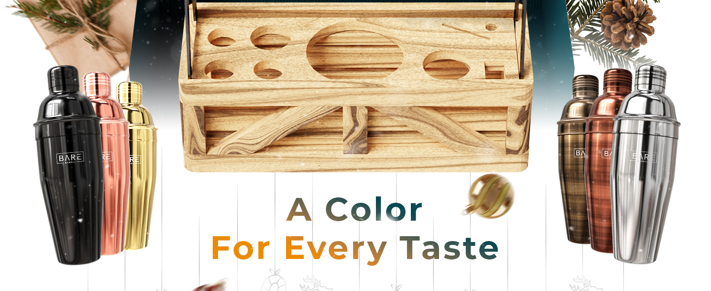 Набір бармена для приготування коктейлів Rose Gold 24oz: 12 предметів, дерев'яний підставник, рецепти, професійний барний аксесуар