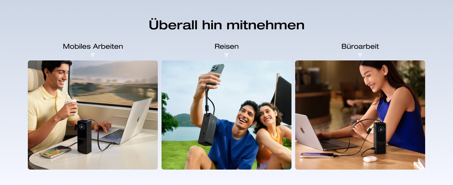 EcoFlow Powerbank 25000mAh 170W: портативний зарядний пристрій з вбудованим кабелем 100W USB-C для ноутбуків та смартфонів (iPhone, MacBook, Samsung), чорний