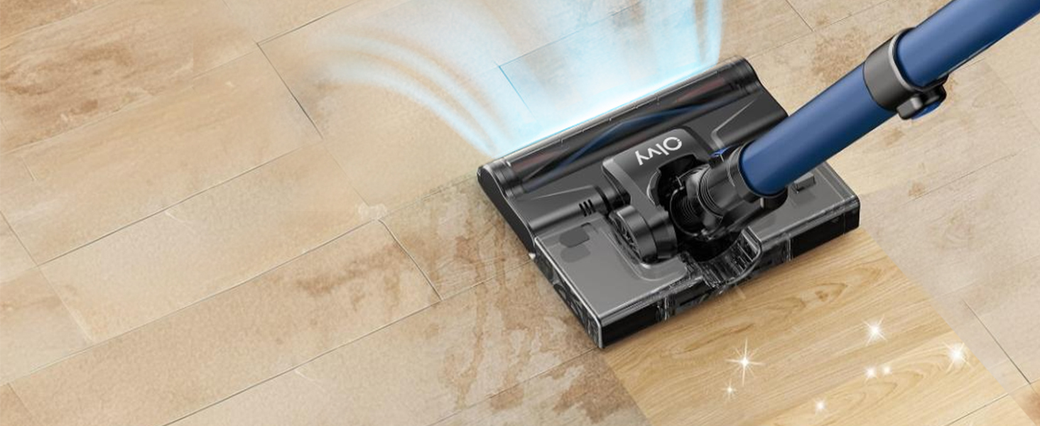 Акумуляторний пилосос Olvy 2-в-1 з функцією миття підлоги, для шерсті тварин, килимів та твердих поверхонь, бездротовий, без мішка, потужність 35KPA, 5 режимів, LED-дисплей, легкий, з HEPA-фільтром та аксесуарами