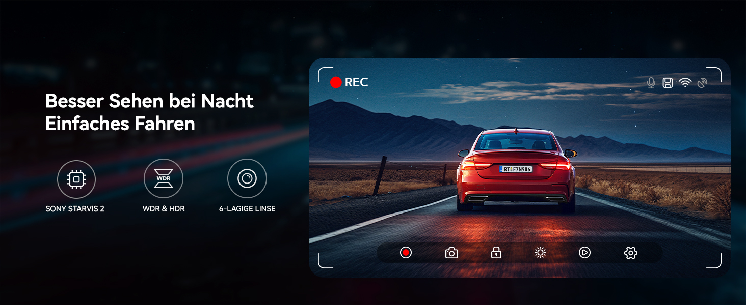 Відеореєстратор REDTIGER 4K/2.5K з двома камерами, STARVIS 2, IPS 3.18