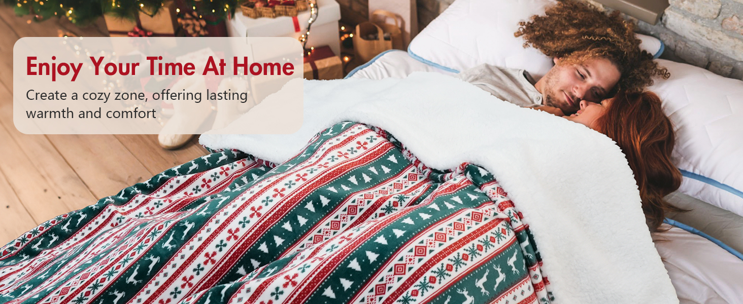 Електрична гріюча ковдра PRANITE 200x180 см з Sherpa-фланелі, 6 режимів нагріву, таймер, захист від перегріву, червона