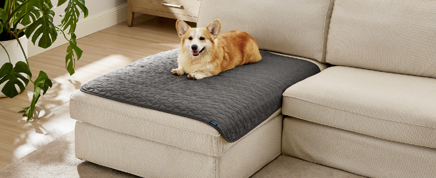Водонепроникний плед для собак Bedsure, 76 x 182 см, антиковзаюча підкладка, м'який, зносостійкий, для захисту диванів та ліжок (Dunkelgrau)