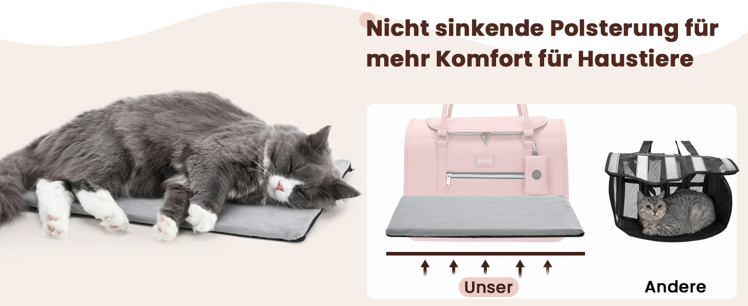 Транспортна переноска для котів та собак Pecute, рожева, з PU-шкіри, для подорожей