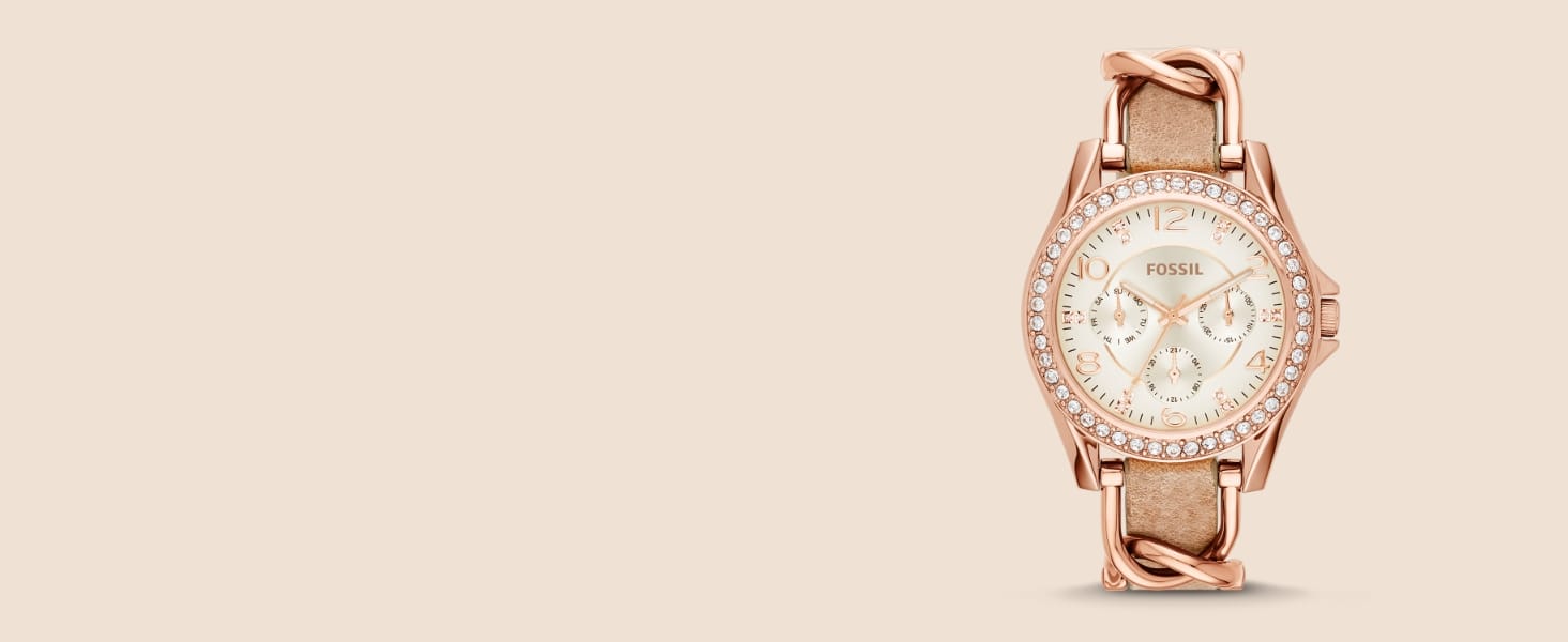 Годинник Fossil Riley для жінок: кварцовий хронограф з нержавіючої сталі або шкіряним ремінцем, золотистий колір, блискітки, 38 мм