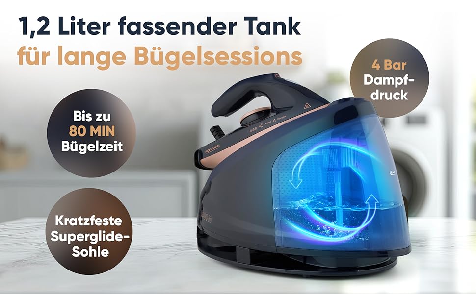 Станція парогенератора ProfiCare® PC DBS 3127 з керамічною підошвою Superglide, 2400W, 150 г/хв, 4 Bar, до 80 хв безперервної роботи