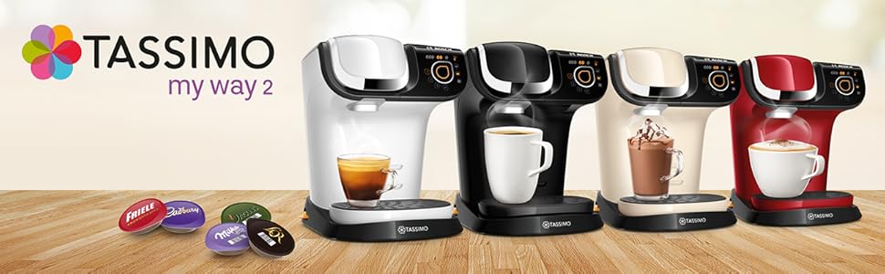 Кавомашина Tassimo My Way 2 TAS6502 з фільтром для води, 70+ напоїв, персоналізація, 1500 Вт (біла)