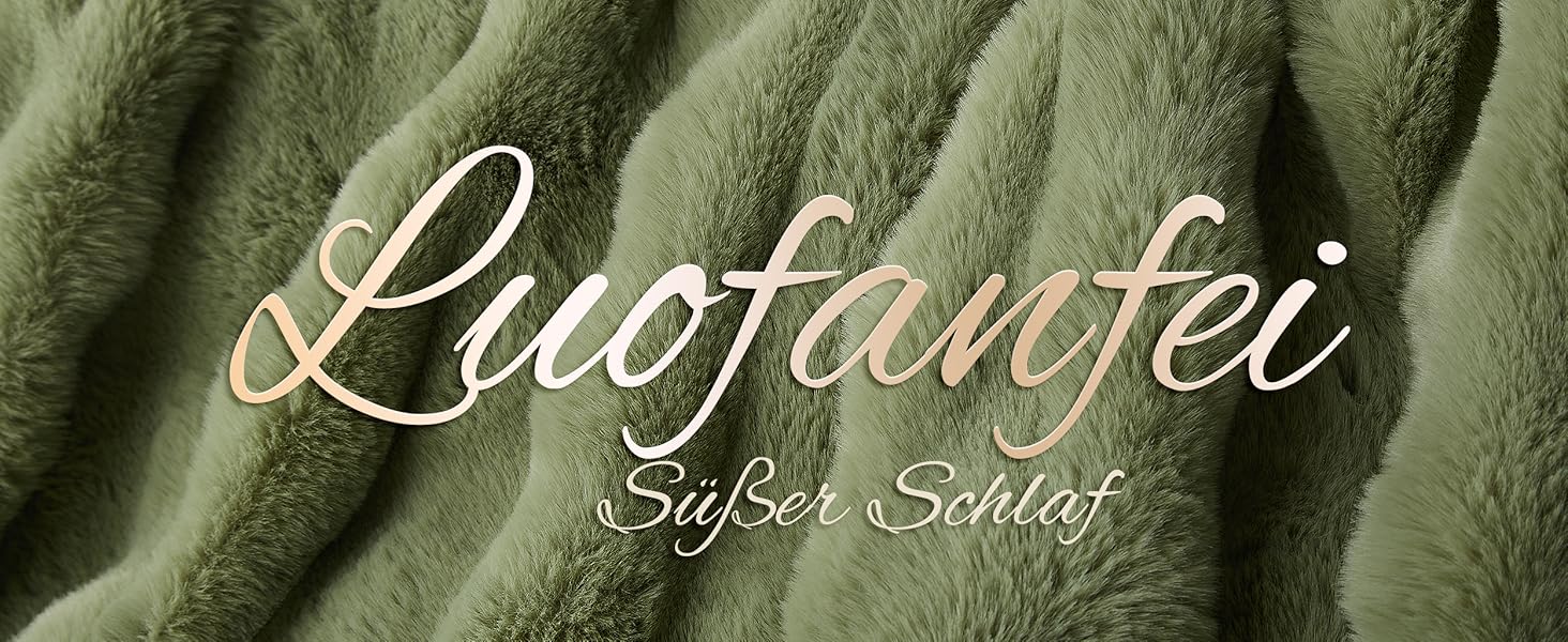 М'яка плюшева ковдра Luofanfei 180x200 см, салатово-кремовий колір, з ефектом 