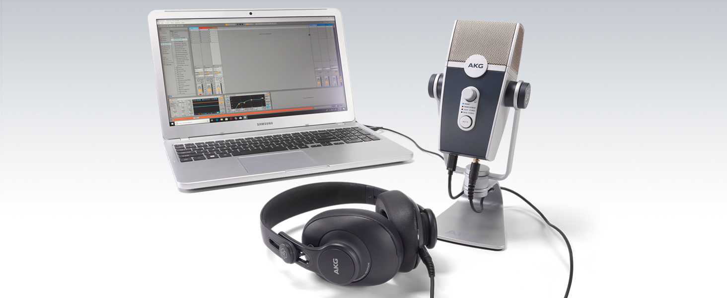 Мікрофон конденсаторний AKG Ara USB-C, для подкастів, відео, геймінгу та стрімінгу, синьо-срібний