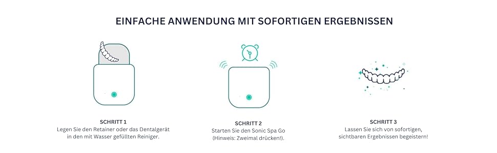 Ультразвуковий очищувач для елайнерів, ретейнерів та протезів з таблетками Boostab - портативний бездротовий пристрій для Invisalign, капп, захисних кап та зубних апаратів (чорний)