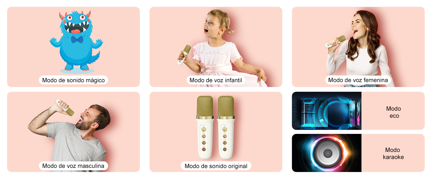 Караоке машина з 2 мікрофонами, портативна Bluetooth колонка для дітей та дорослих, 7 звукових ефектів, ідеальна для вечірок та свят (біла)