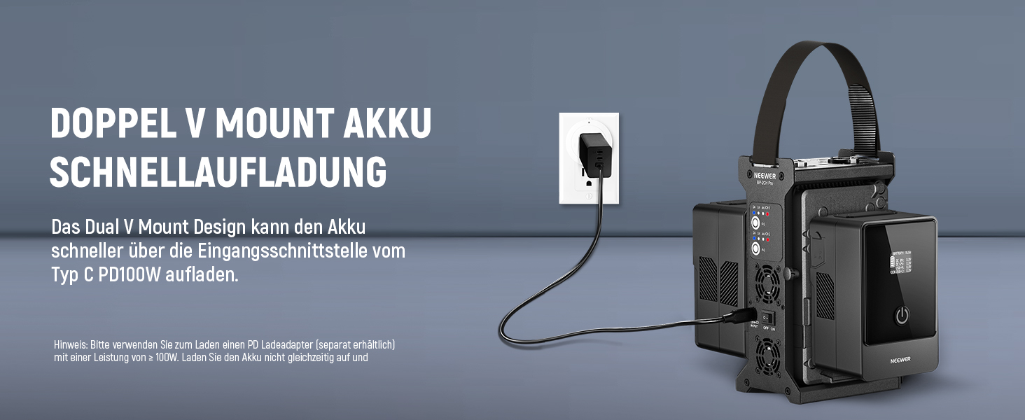 Зарядний пристрій Neewer з 2 каналами V-Mount для камер, BP-2CH Pro
