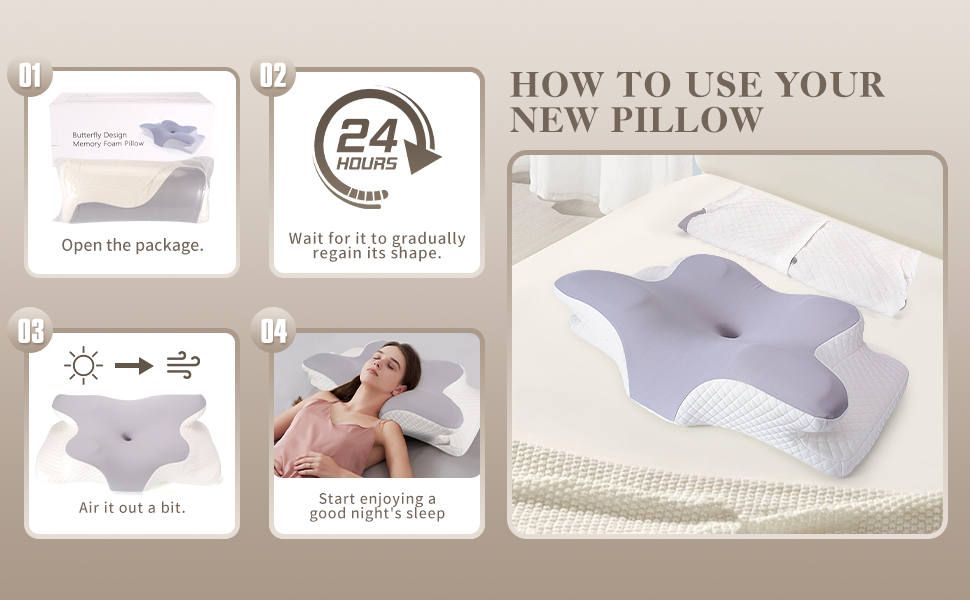 Ортопедична подушка для шиї Memory Foam сірого кольору. Ергономічна подушка для сну на боці, з підтримкою шиї та полегшенням болю в шиї та плечах.