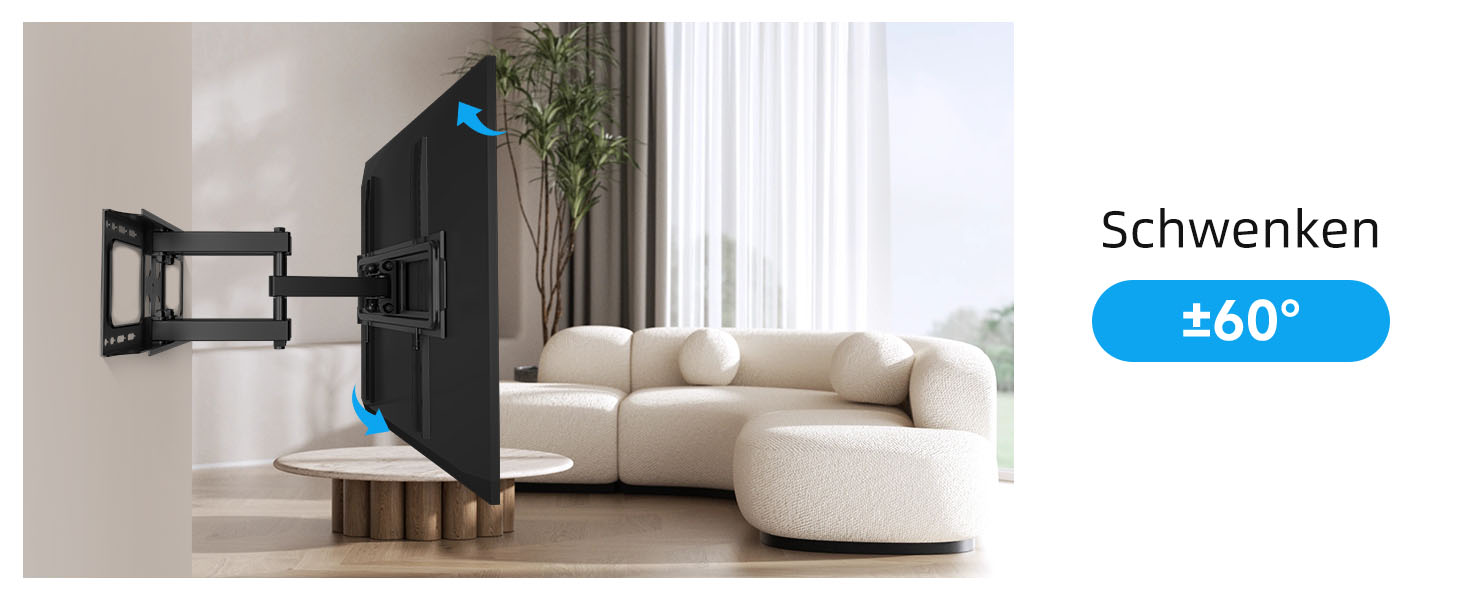 XINLEI Adjustable Tilt & Swivel TV Wall Mount for 26-70 inch Flat & Curved TVs - 45kg / 400x400mm VESA - Black