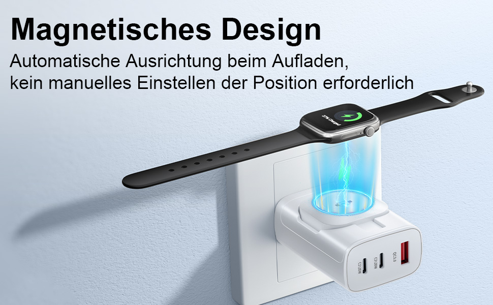 Зарядний пристрій 4-в-1 для Apple Watch та iPhone: 40W USB-C, швидка зарядка PD, сумісний з Apple Watch 10/9/8/7/6/Ultra/SE, iPhone 17/16/15 Pro Max, iPad, AirPods (Білий)