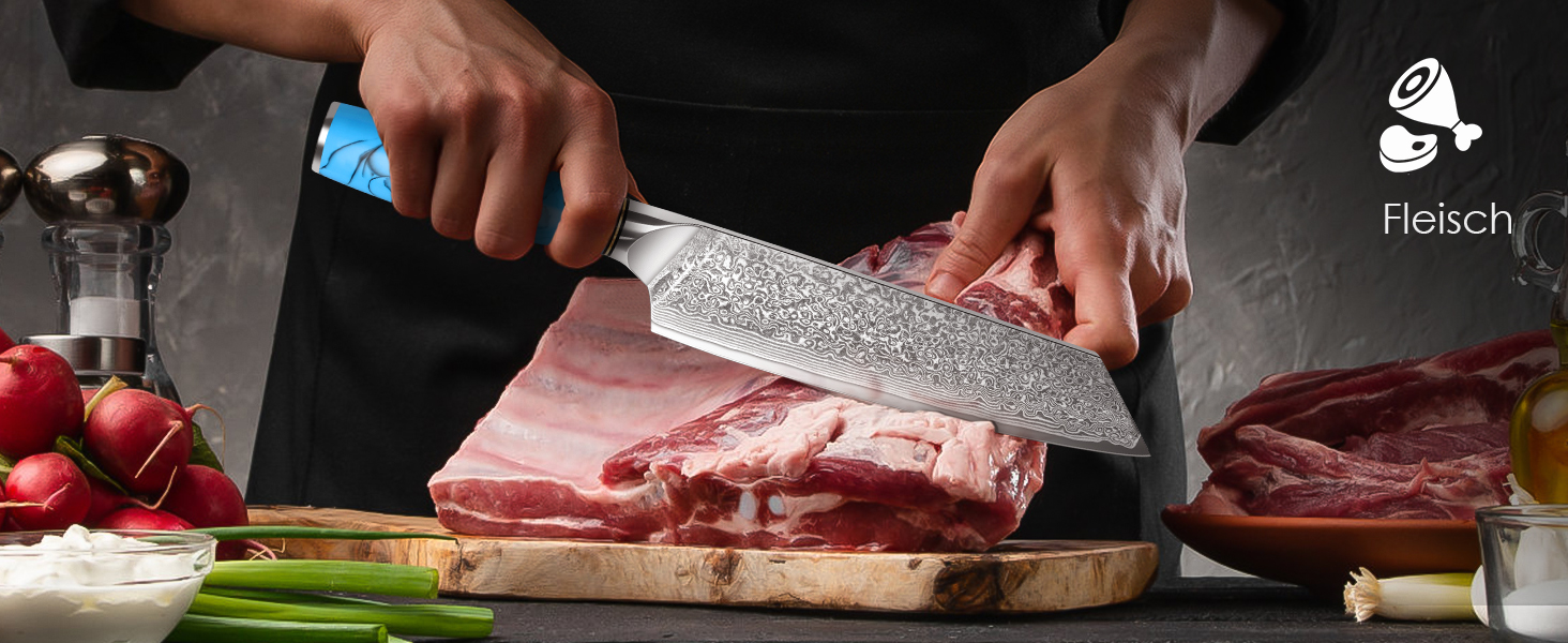 Ніж Kiritsuke з дамаської сталі для кухні, 18.8 см, VG-10, ергономічна ручка, подарункова коробка