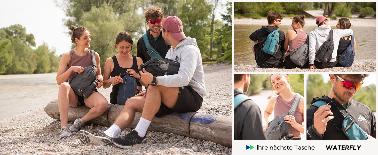Сумка на плече WATERFLY Sling Rucksack для чоловіків і жінок, регульований ремінь, для прогулянок та подорожей