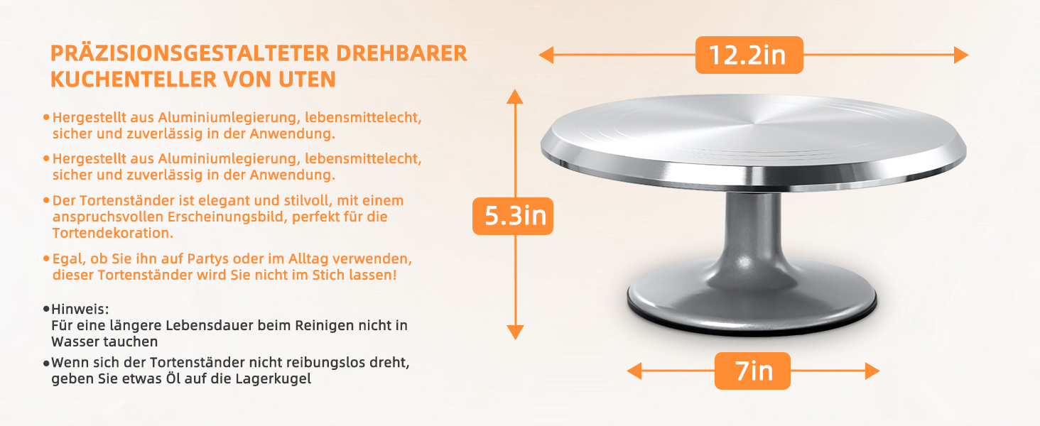Поворотний підставка для тортів, Uten - поворотний стенд для випічки, торти, декор, алюміній