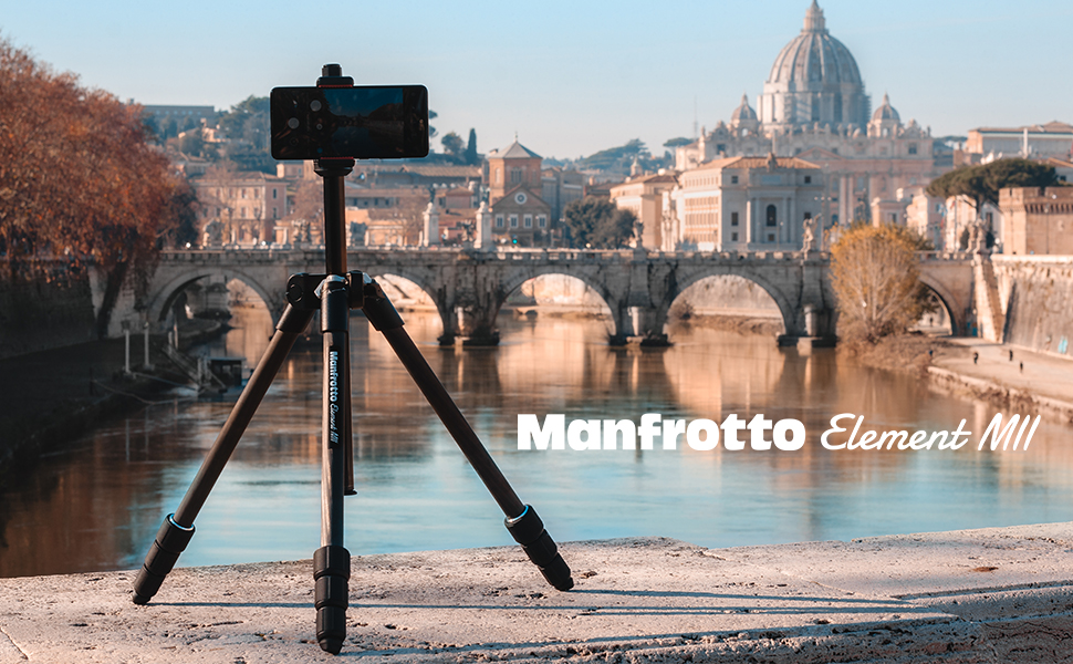 Штатив Manfrotto Element MII з алюмінію, чорний, 4 секції, BH - MKELMII4BK-BH