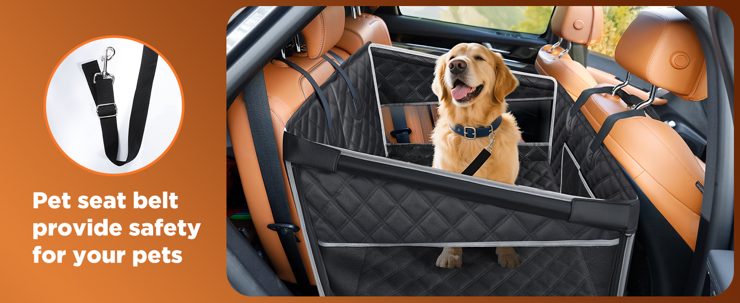 Автокрісло для собак Gimars - великі та середні породи, водонепроникне, безпечне, з ременями, сітчасті вікна