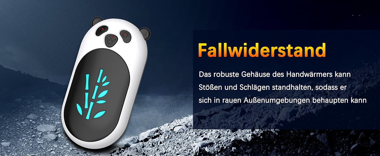 Електричний грієчка для рук, перезаряджається, 6000 mAh, USB, портативний, для жінок та чоловіків, для відпочинку на природі, кемпінгу, полювання, гольфу, Panda, чорний