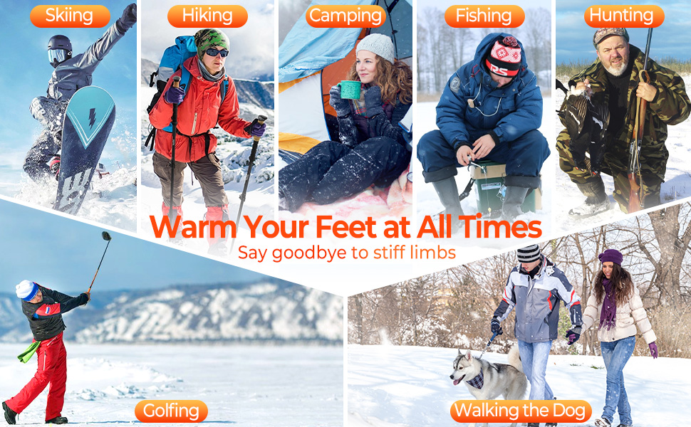 Гріючі шкарпетки для жінок та чоловіків з акумулятором 6000mAh, 9 годин роботи, керування через додаток, 4 режими нагріву, для катання на лижах, полювання, риболовлі, кемпінгу та активного відпочинку