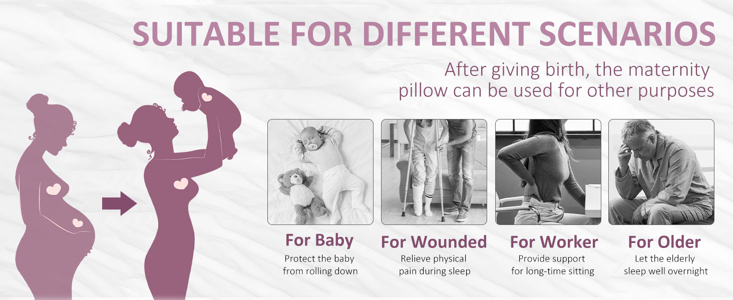 Подушка для вагітних Chilling Home J-подібної форми, подушка для тих, хто спить на боці, подушка для годування, велика подушка для підтримки, подушка для жінок та тих, хто спить на боці (рожевий, сірий)