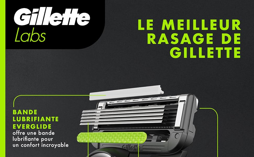 Чоловіча бритва Gillette Labs з ексфоліаційною смужкою Champion Gold, багаторазовий станок та 1 змінна касета для комфортного гоління обличчя