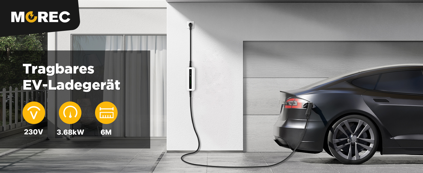 Morec Mobile Wallbox 11kW Type 2 (6-16A) для електромобілів: портативна зарядка з CEE 380V, кабель 6м