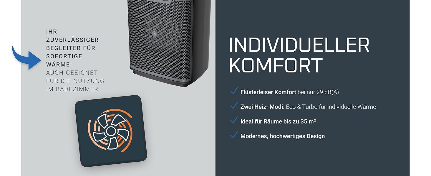 Обігрівач Rowenta Instant Comfort Aqua SO6510F2: тихий, з регулюванням потужності, для ванної кімнати, сірий