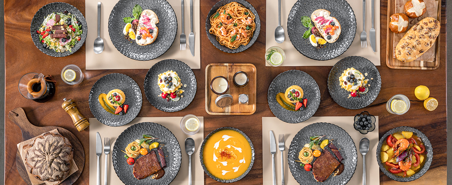 Комплект посуду Vancasso Chrys: 12 предметів з кераміки для 4-12 осіб (тарілки для супу, десерту, обідні)