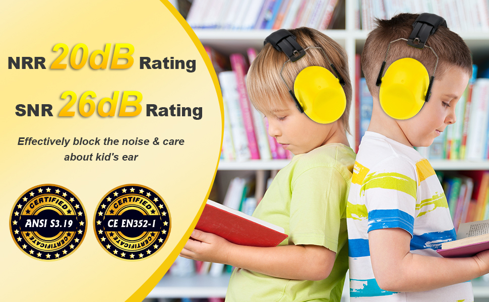 Навушники для захисту від шуму для дітей - комфортні, складні, для школи, аутизму, сну, навчання, ADHS, феєрверків, концертів (1 шт., жовті)