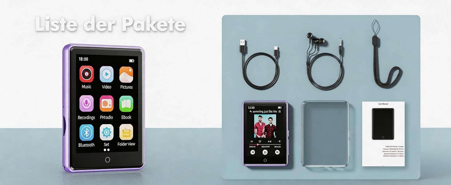 Дитячий MP3-плеєр з Bluetooth 5.3, вбудованим динаміком та сенсорним екраном 2.8