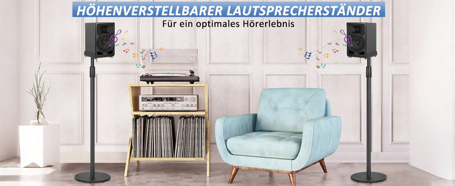 Підставка для колонок, 2 шт., регульована висота 86–127 см, з кабельною організацією, для невеликих колонок, вантажопідйомність 3.6 кг