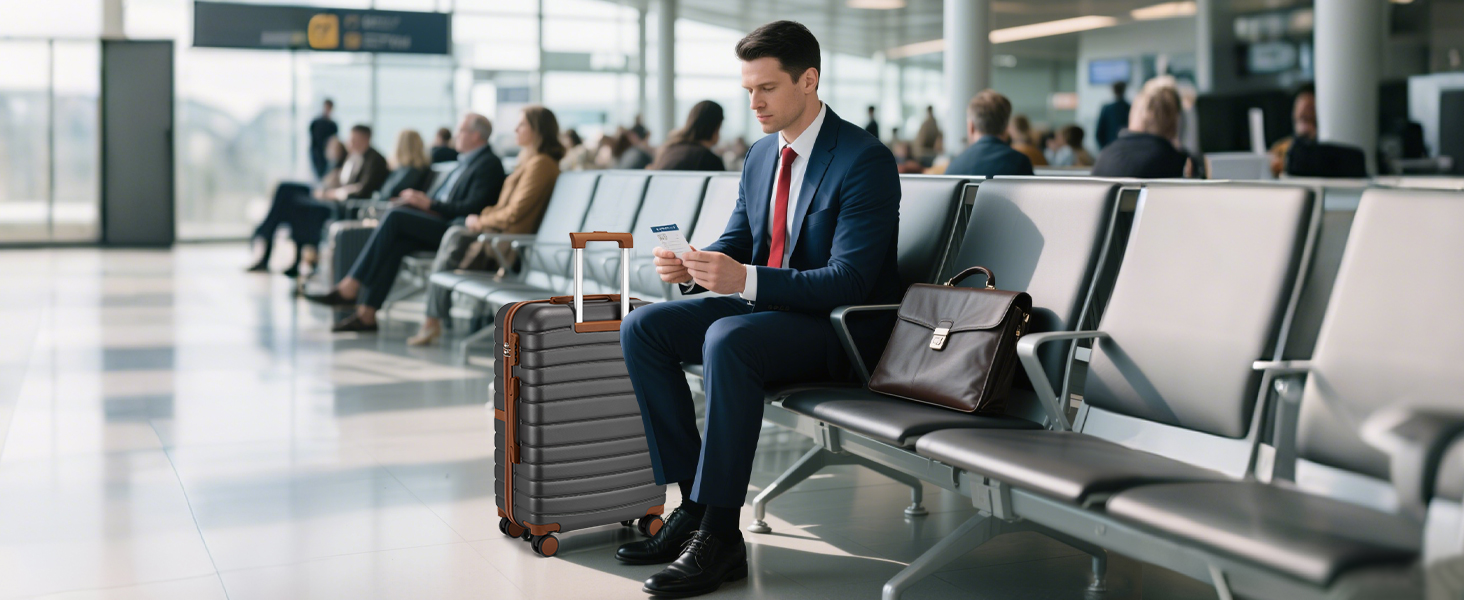 KONO Чемодан-валіза на коліщатках середнього розміру (66 см) з ABS+PC, з замком та подвійними колесами (Темно-зелений/Коричневий)