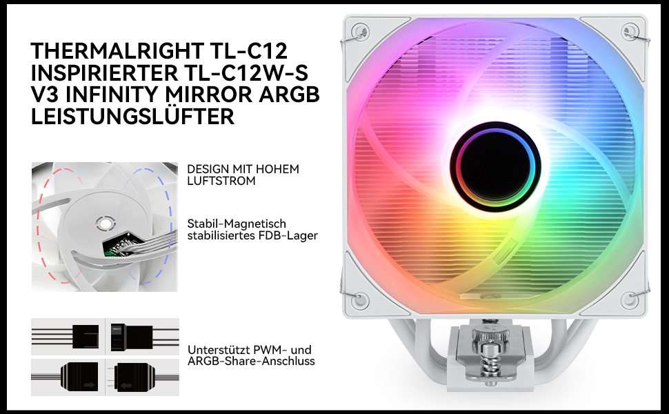 Thermalright Assassin Spirit 120 Vision ARGB - Кулер CPU з РК-дисплеєм, білий, для Intel LGA1851/1700, AM4/AM5