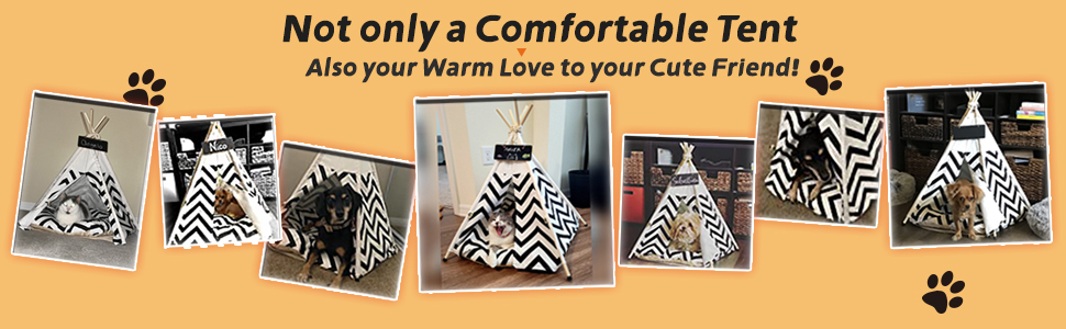 Палатка для тварин Tipi, 60x60x70 см: ліжко для собак та котів з двостороннім килимком, знімний та пральний дизайн