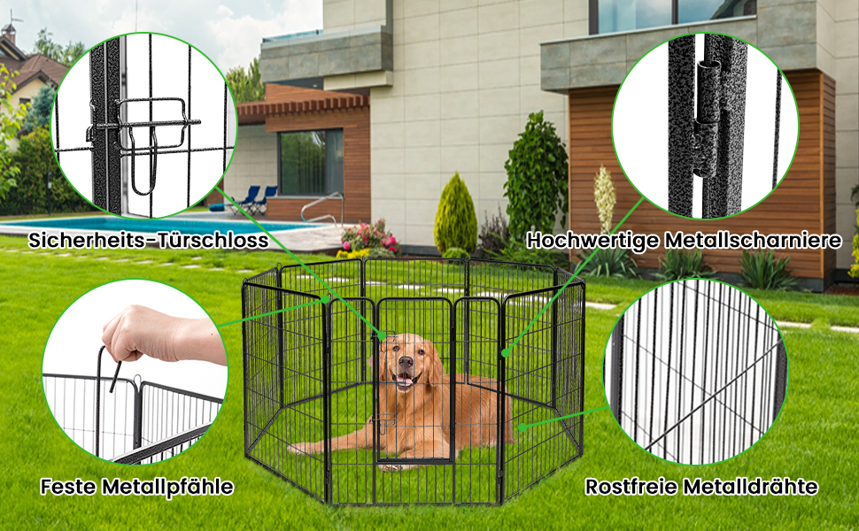 Металевий вольєр для собак та котів Costway 80 см, 8-секційний, чорний