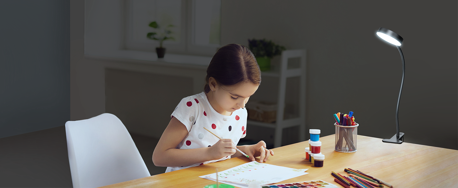 Glocusent 5W LED Лампа для читання на ліжко, кліпса, 36 LED, 5 рівнів яскравості, гнучкий тримач, CRI 90, USB зарядка (біла)