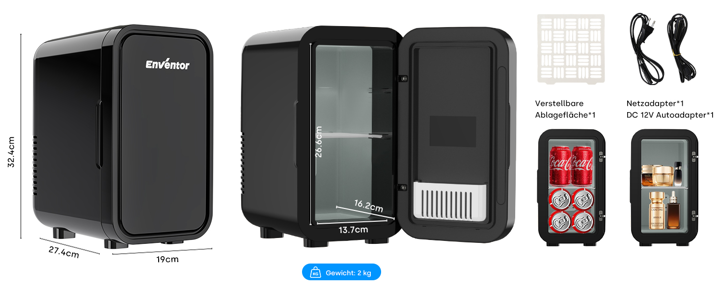 Міні-холодильник Enventor 6L: портативний, для авто, кімнати, косметики, фруктів, чорний