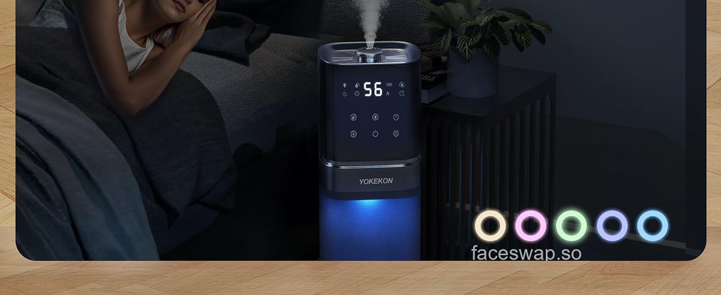 Зволожувач повітря YOKEKON для дому: ультразвуковий, 8L, тихий, для великих приміщень, синій