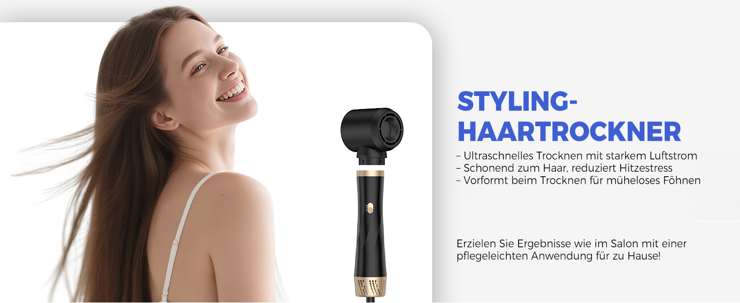 Airstyler 5 в 1: Фен-щітка, плойка, круглі щітки, випрямляч. 1000W, 3 температурні режими. Для об'єму, випрямлення, локонів та сушіння волосся. Чорний/Рожевий