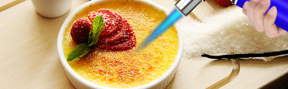 Кулінарний пальник-газовий обпалювач ibforcty, багаторазовий кухонний torch з регулюванням полум'я та замком безпеки для десертів, крем-брюле та BBQ, чорний