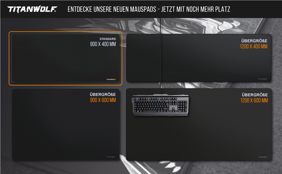 Ігровий килимок для миші TITANWOLF XXL Speed Gaming Mousepad, 900x400мм, чорний, дизайн Koi — великий килимок на весь стіл для підвищення точності та швидкості