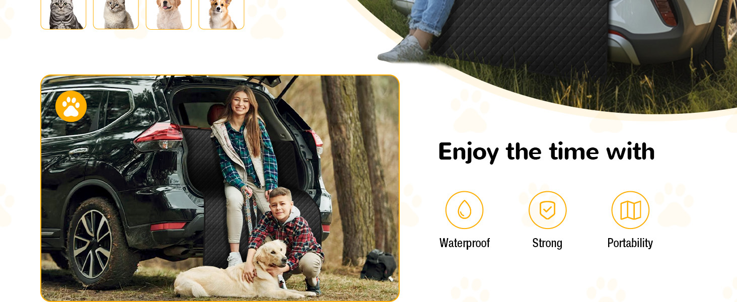 Захист для багажника автомобіля для собак: водонепроникний та стійкий до подряпин килимок з захистом бокових панелей та краю багажника. Легкий у догляді та міцний, чорний.