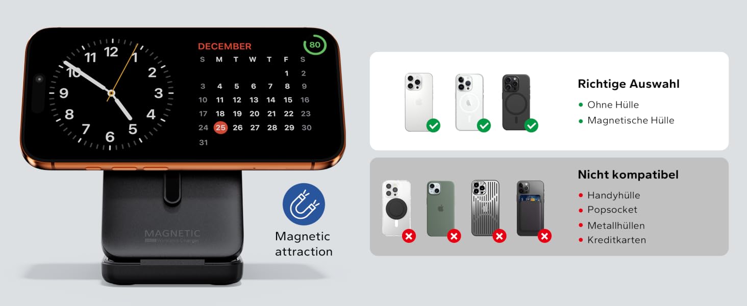 Magsafe зарядна станція 3-в-1 для Apple Watch та iPhone (чорна) – швидка зарядка, адаптер 20W