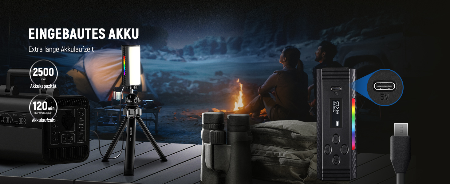 NEEWER LED відеосвітло з магнітним тримачем та штативом, RGB, 2500-8500K, 2500mAh, TL96RGB/TL97C (2 шт.)