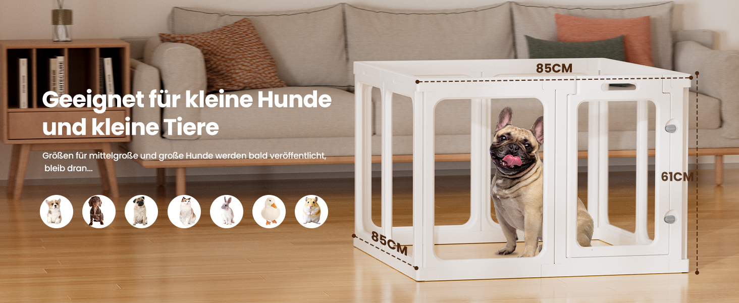 Клітка-біговий вольєр для цуценят Gardner Pet Acryl з акрилу, 60 см, 8 панелей, для дому, складана, прозора, з присосками, підходить для цуценят, кроликів, котів, свиней, білий